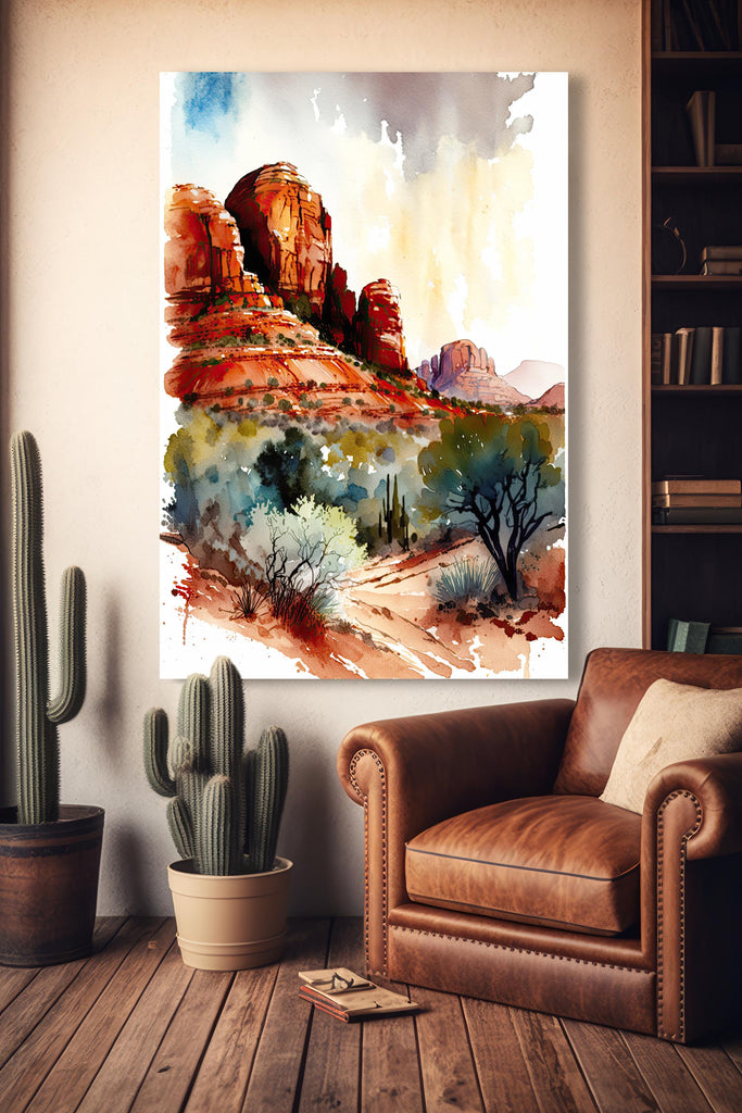 Watercolor Sedona Print Arizona Southwest Wall Art Landscape Art Gift Desert Home Western Decor
