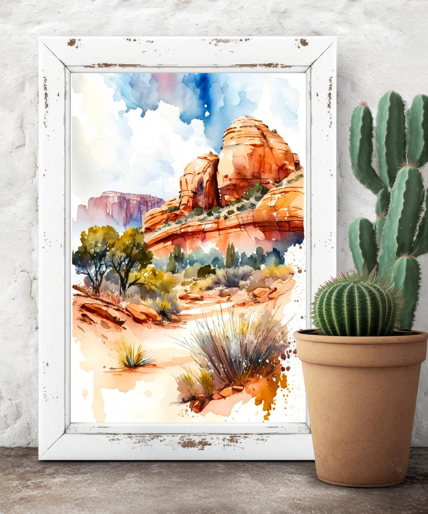 Watercolor Sedona Print Arizona Southwest Wall Art Landscape Art Gift Desert Home Western Decor