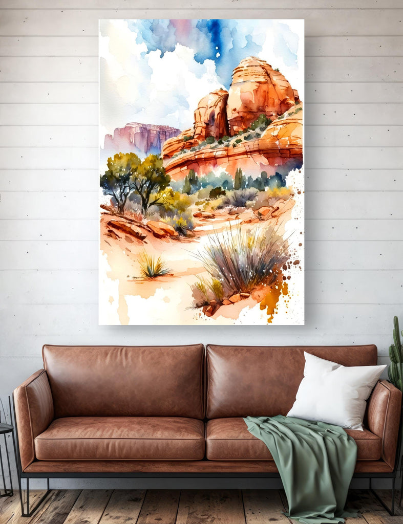 Watercolor Sedona Print Arizona Southwest Wall Art Landscape Art Gift Desert Home Western Decor