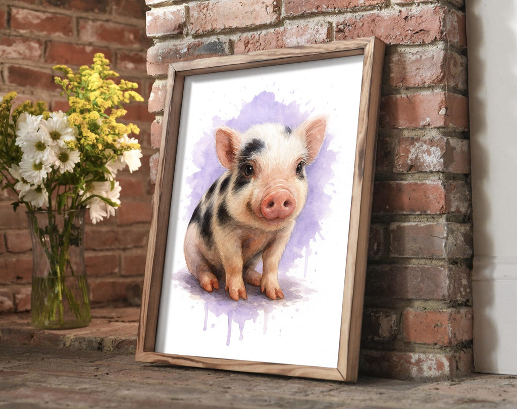 Custom Watercolor Portrait of Farm Animal from Photo, Horse Pig Cow Goat Pet Art, Unique Rustic Home Decor, Personalized Gift Print