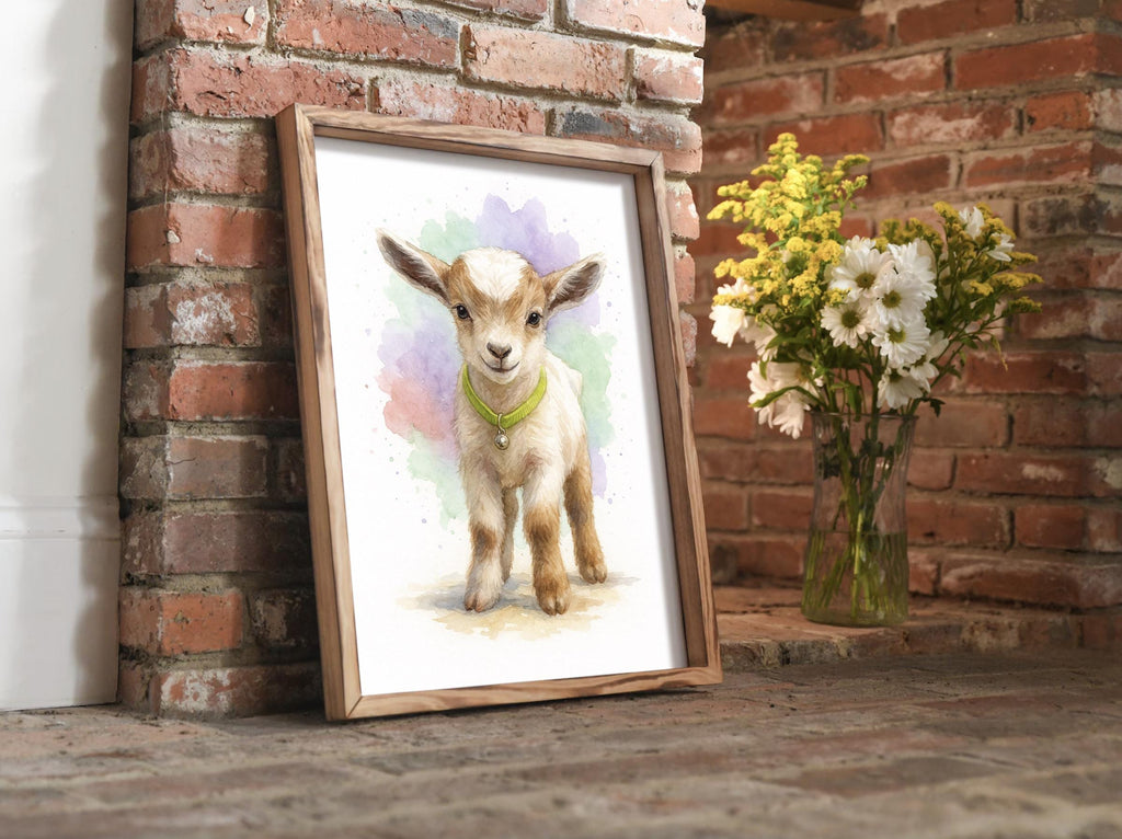 Custom Farm Pet Watercolor Portrait from Photo Print, Horse Goat Cow or Pig Animal Art, Personalized Country Gift, Rustic Barn Home Decor