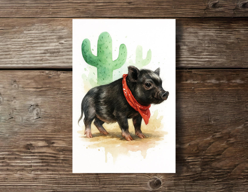 Custom Farm Pet Watercolor Portrait from Photo Print, Horse Goat Cow or Pig Animal Art, Personalized Country Gift, Rustic Barn Home Decor
