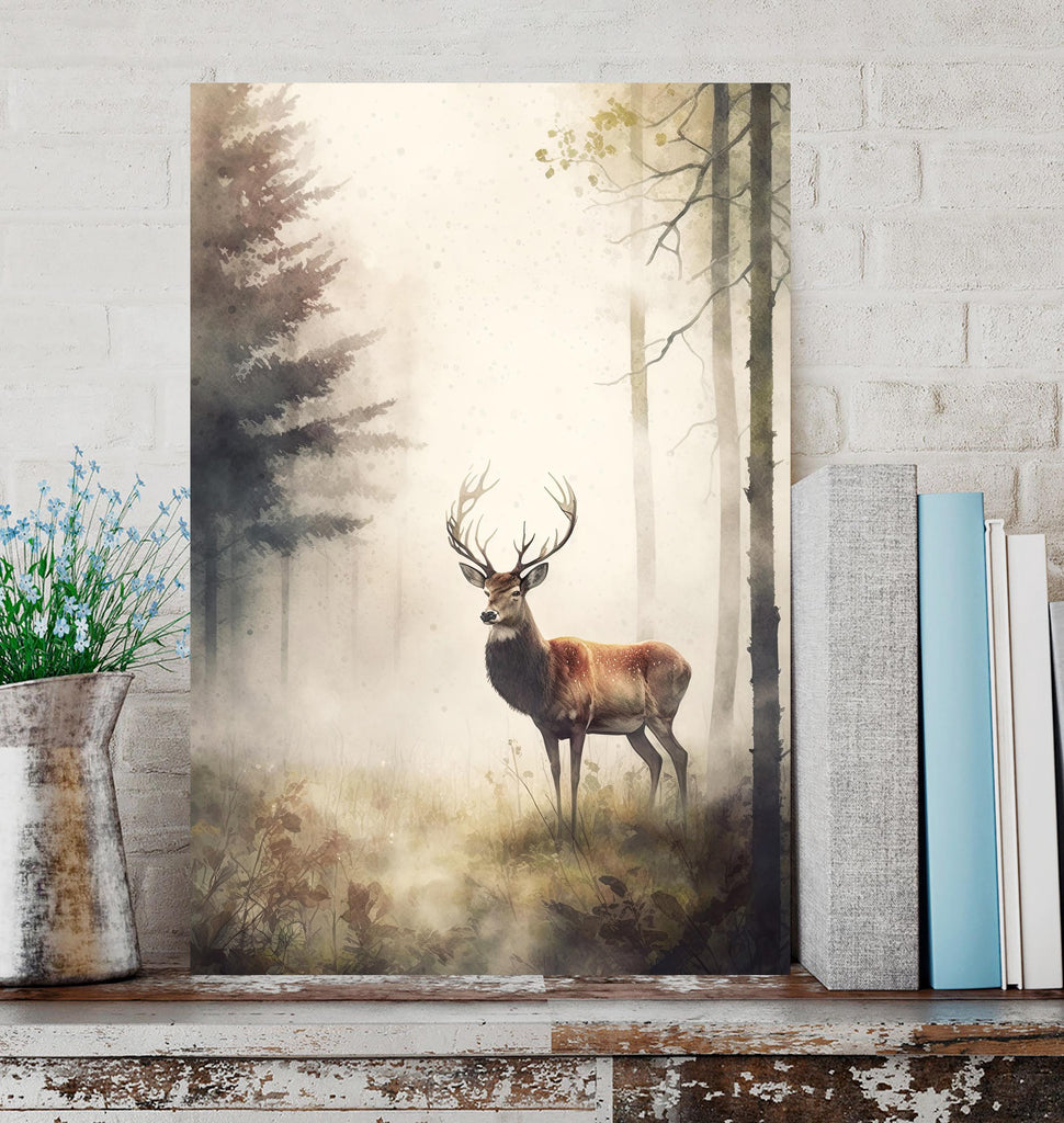 Deer Painting Rustic Woodland Animals Forest Wall Art Nature Inspired Hunting Gifts For Men Wild Animal Woodland Nursery Cabin Decor