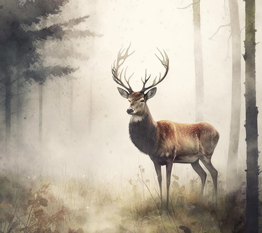 Deer Painting Rustic Woodland Animals Forest Wall Art Nature Inspired Hunting Gifts For Men Wild Animal Woodland Nursery Cabin Decor