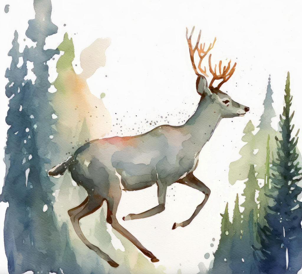Deer Painting Rustic Woodland Animals Forest Wall Art Nature Inspired Hunting Gifts For Men Wild Animal Woodland Nursery Cabin Decor