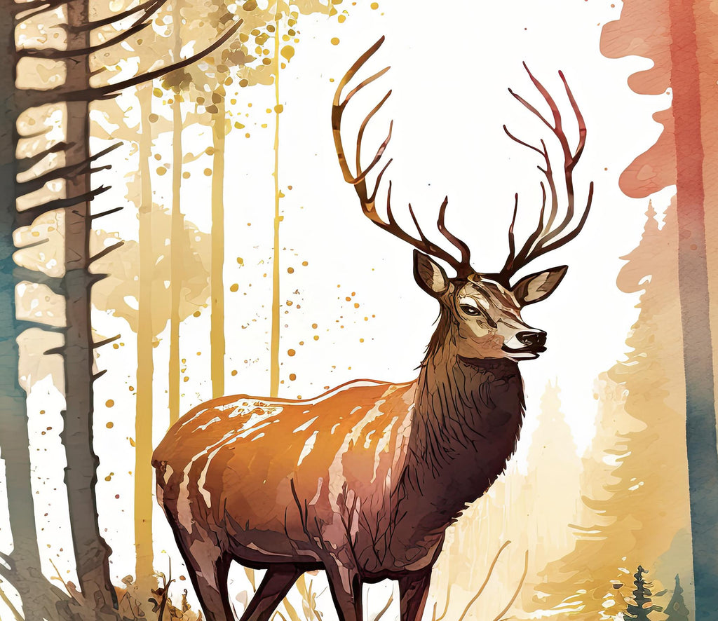 Deer Painting Rustic Woodland Animals Forest Wall Art Nature Inspired Hunting Gifts For Men Wild Animal Woodland Nursery Cabin Decor