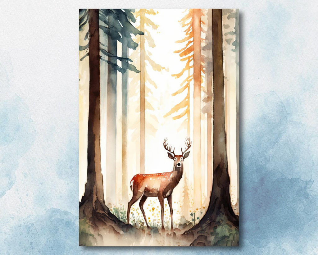 Deer Painting Rustic Woodland Animals Forest Wall Art Nature Inspired Hunting Gifts For Men Wild Animal Woodland Nursery Cabin Decor