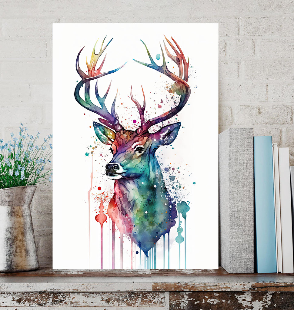 Deer Painting Rustic Woodland Animals Forest Wall Art Nature Inspired Hunting Gifts For Men Wild Animal Woodland Nursery Cabin Decor