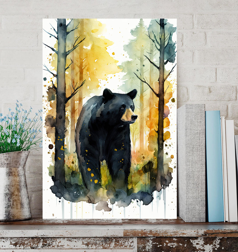 Black Bear Painting Artwork Watercolor Print Animal Portrait Nature Inspired Forest Wall Art Gift Woodland Nursery Decor