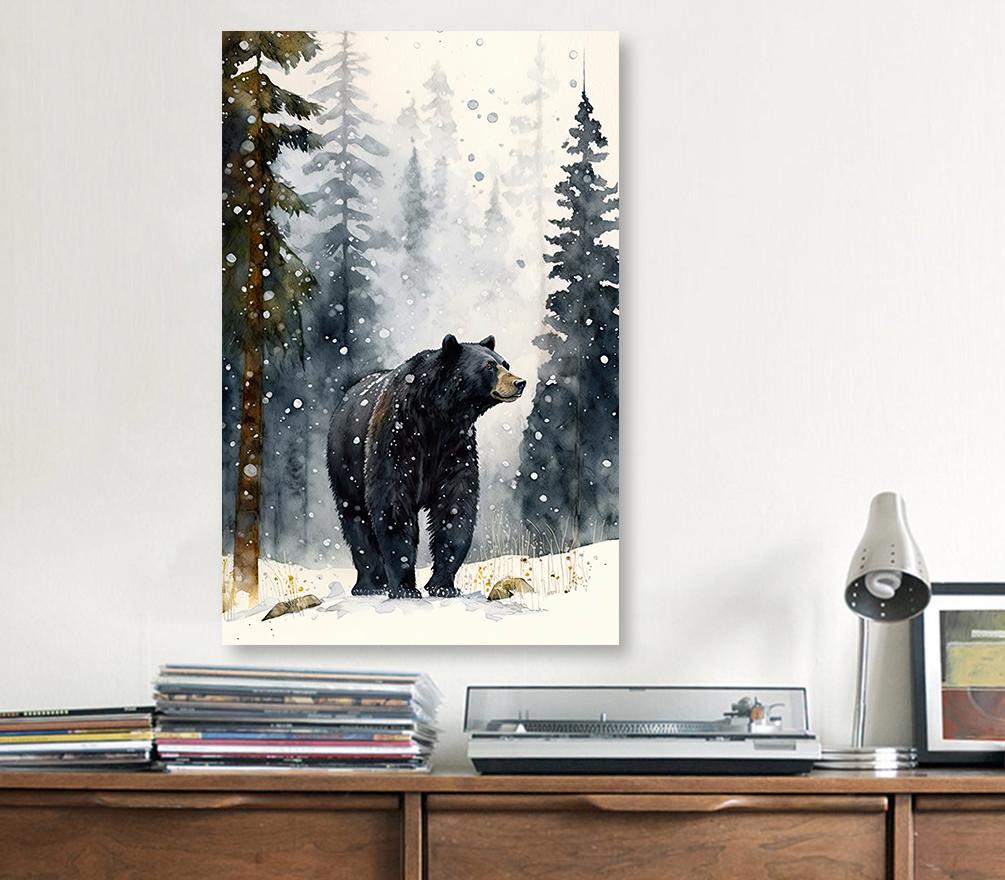 Black Bear Painting Artwork Watercolor Print Animal Portrait Nature Inspired Forest Wall Art Gift Woodland Nursery Decor