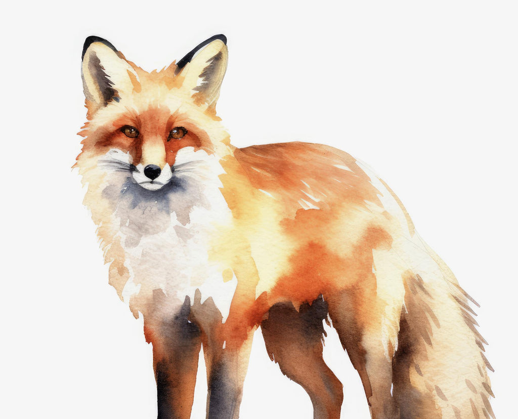 Watercolor Fox Print, Forest Animal Wall Art Poster, Nature Wildlife Canvas Gift, Wild Woodland Painting, Rustic Lodge Home Decor