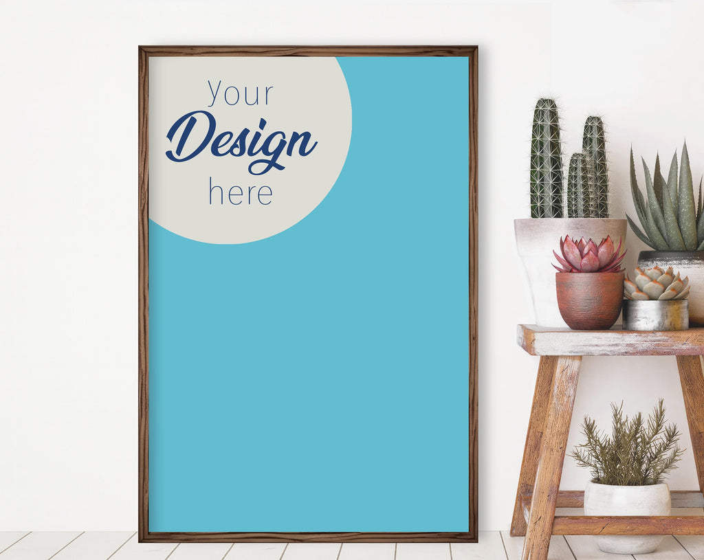 Western Boho Poster Mockup – 2:3 Vertical Frame PSD Template, Cactus Wall Art Mockup, Rustic Southwest Display for Etsy Sellers