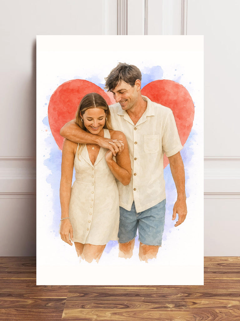 Custom Watercolor Portrait From Photo, Family painting, Pet Wall Art, Wedding Canvas, Unique and Personalized Gift Home Decor