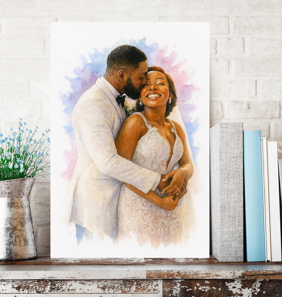 Custom Watercolor Portrait From Photo, Family painting, Pet Wall Art, Wedding Canvas, Unique and Personalized Gift Home Decor