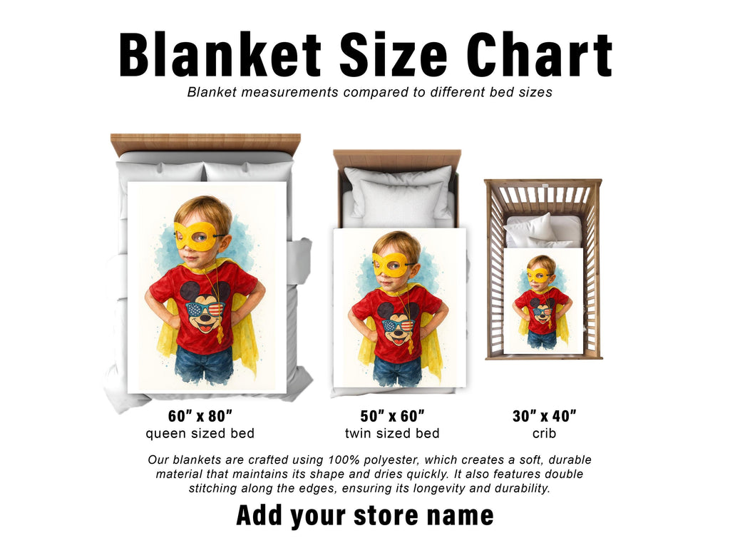 Custom Watercolor Blanket From Photo, Family Portrait, Pet Lover Blanket, Unique Wedding Gift, Personalized Home Decor.