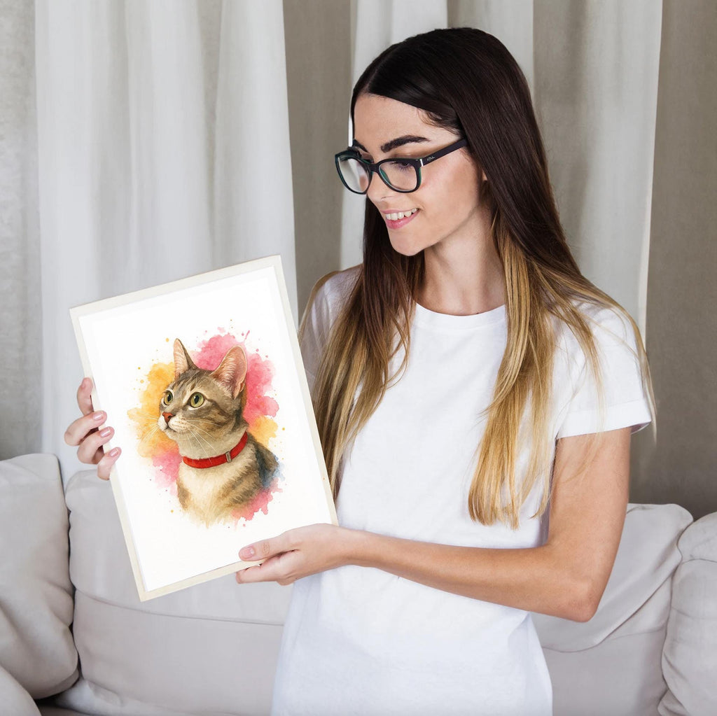 Custom Pet Watercolor Portrait From Photo, Dog or Cat Memorial Art, Personalized Pet Lover Gift, Animal Wall Art Keepsake Decor
