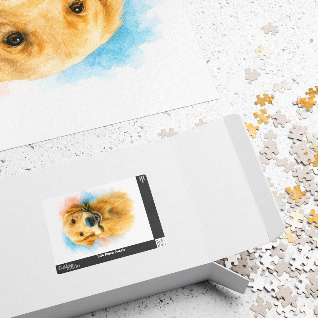 Custom Pet Jigsaw Puzzle, Personalized Dog or Cat Memorial Gift, Unique Pet Lover Keepsake, Watercolor Puzzle (110, 252, 500, 1014 pieces)