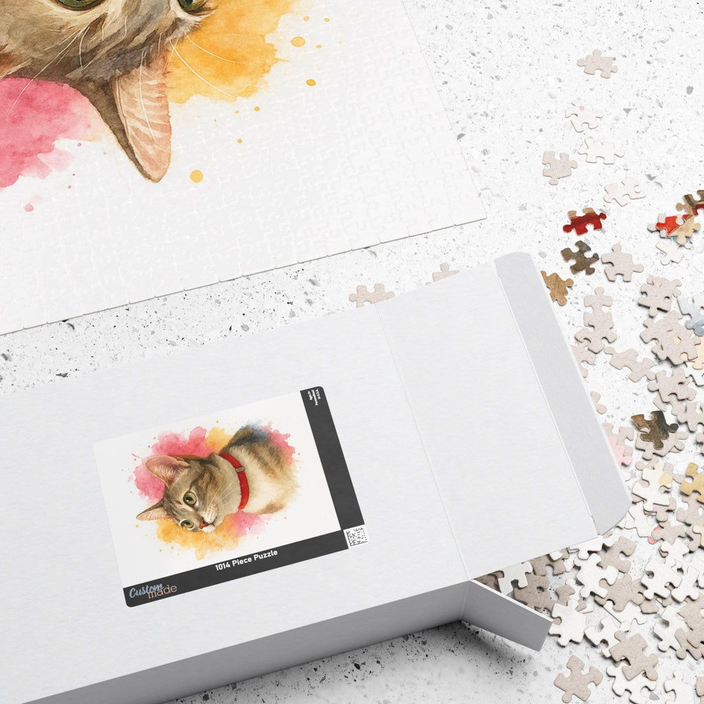 Custom Pet Jigsaw Puzzle, Personalized Dog or Cat Memorial Gift, Unique Pet Lover Keepsake, Watercolor Puzzle (110, 252, 500, 1014 pieces)
