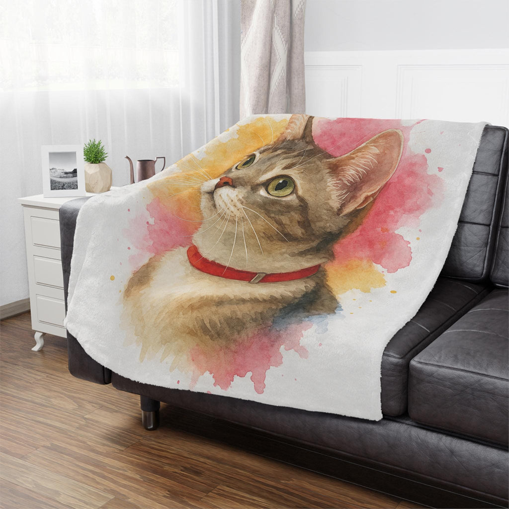 Custom Dog Pet Watercolor Blanket from Photo, Personalized Puppy Memorial Gift, Fleece Minky or Sherpa Throw, Unique Dog Lover Keepsake