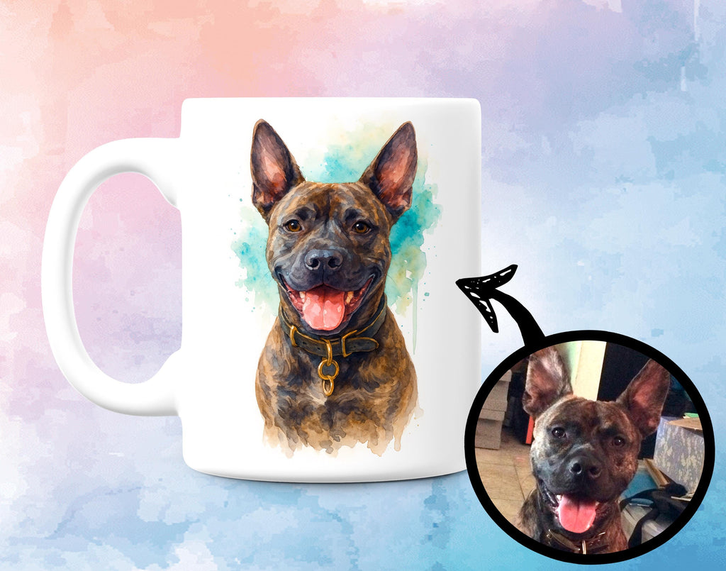 Custom Pet Watercolor Mug from Photo, Personalized Dog or Cat Lover Gift, Pet Memorial Coffee Cup, Unique Keepsake for Pet Parents