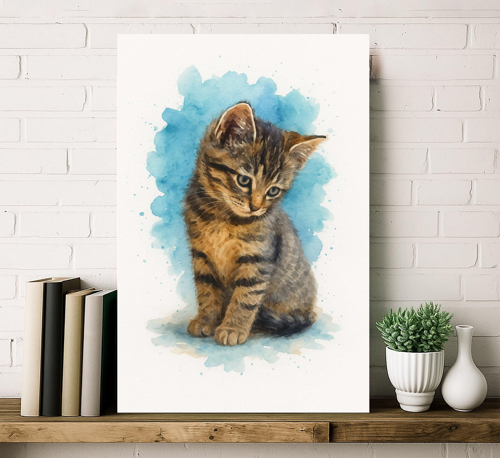 Custom Cat Pet Watercolor Portrait from Photo, Personalized Kitten Wall Art, Cat Lover Gift, Pet Memorial Keepsake Home Decor