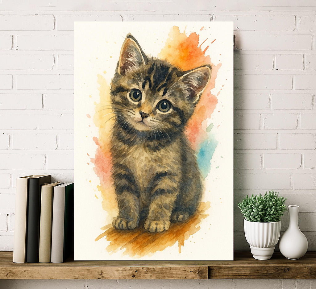 Custom Cat Pet Watercolor Portrait from Photo, Personalized Kitten Wall Art, Cat Lover Gift, Pet Memorial Keepsake Home Decor