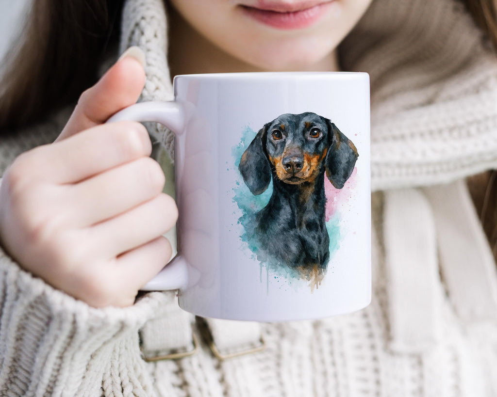 Custom Dog Coffee Mug Watercolor Portrait From Photo, Unique Personalized Pet Memorial, Cute Dog Lover Gift, Puppy Keepsake Drinkware - 11oz