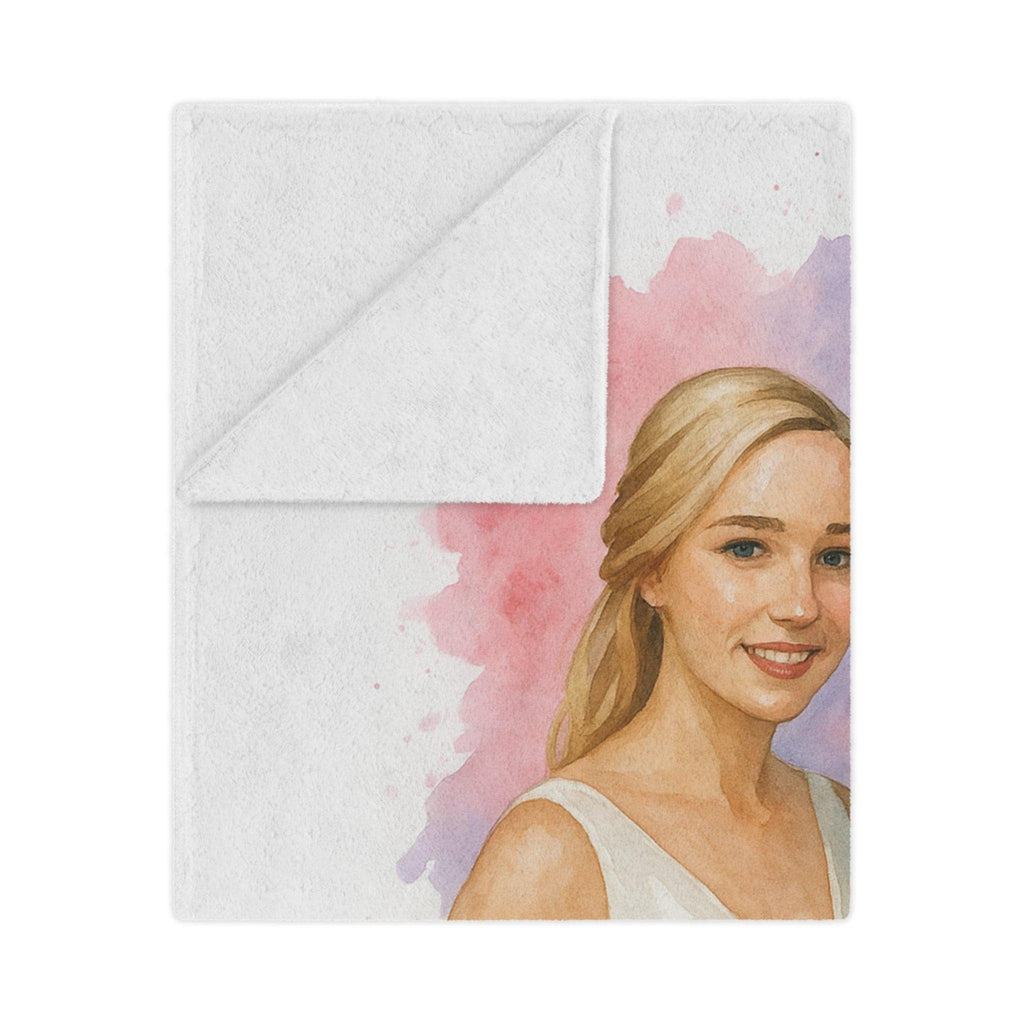 Personalized Wedding Blanket Watercolor Portrait, Custom Bride and Groom Throw, Romantic Anniversary Gift Keepsake