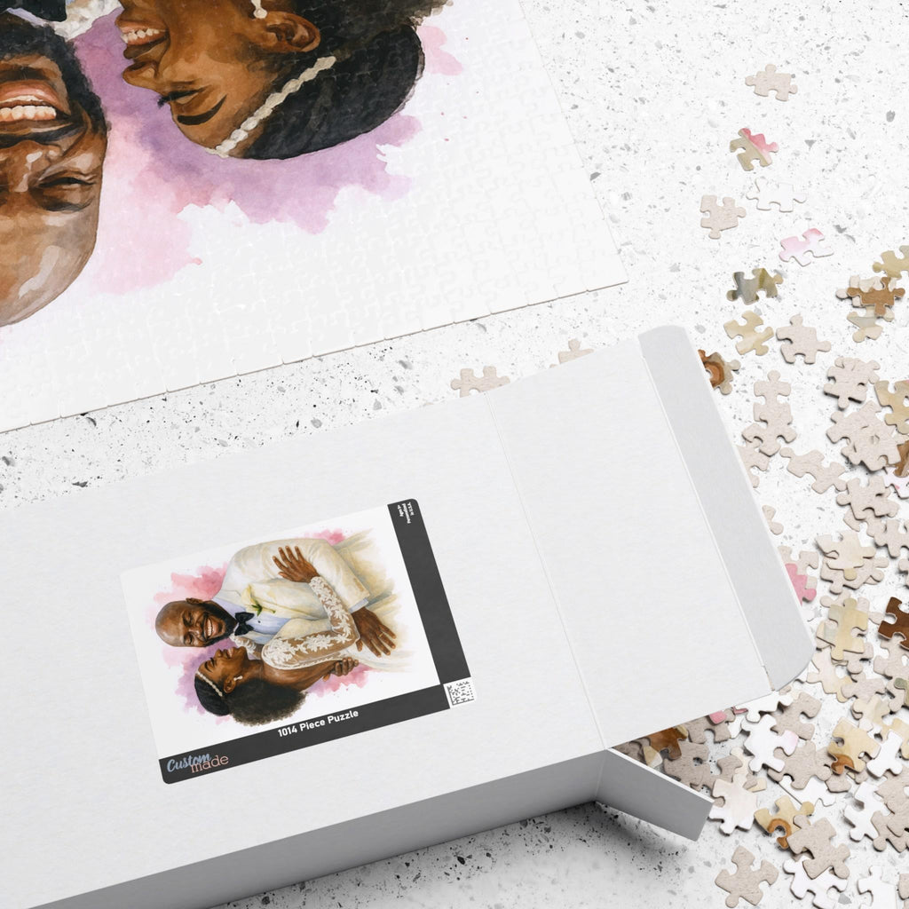 Romantic Anniversary Puzzle Gift, Custom Watercolor Jigsaw from Wedding Photo, Personalized Bride and Groom Keepsake (110 - 1014 pieces)
