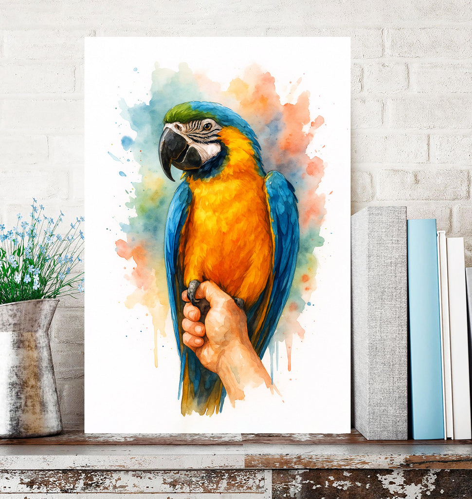 Pet Bird Watercolor Portrait from Photo, Custom Parrot Art Print, Personalized Memorial Gift, Animal Lover Wall Decor Keepsake