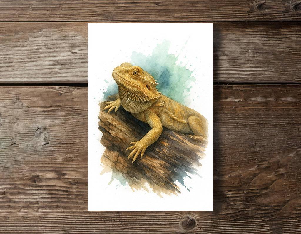 Personalized Reptile Pet Portrait from Photo, Custom Snake or Lizard Watercolor Art, Bearded Dragon Wall Print, Unique Exotic Animal Gift