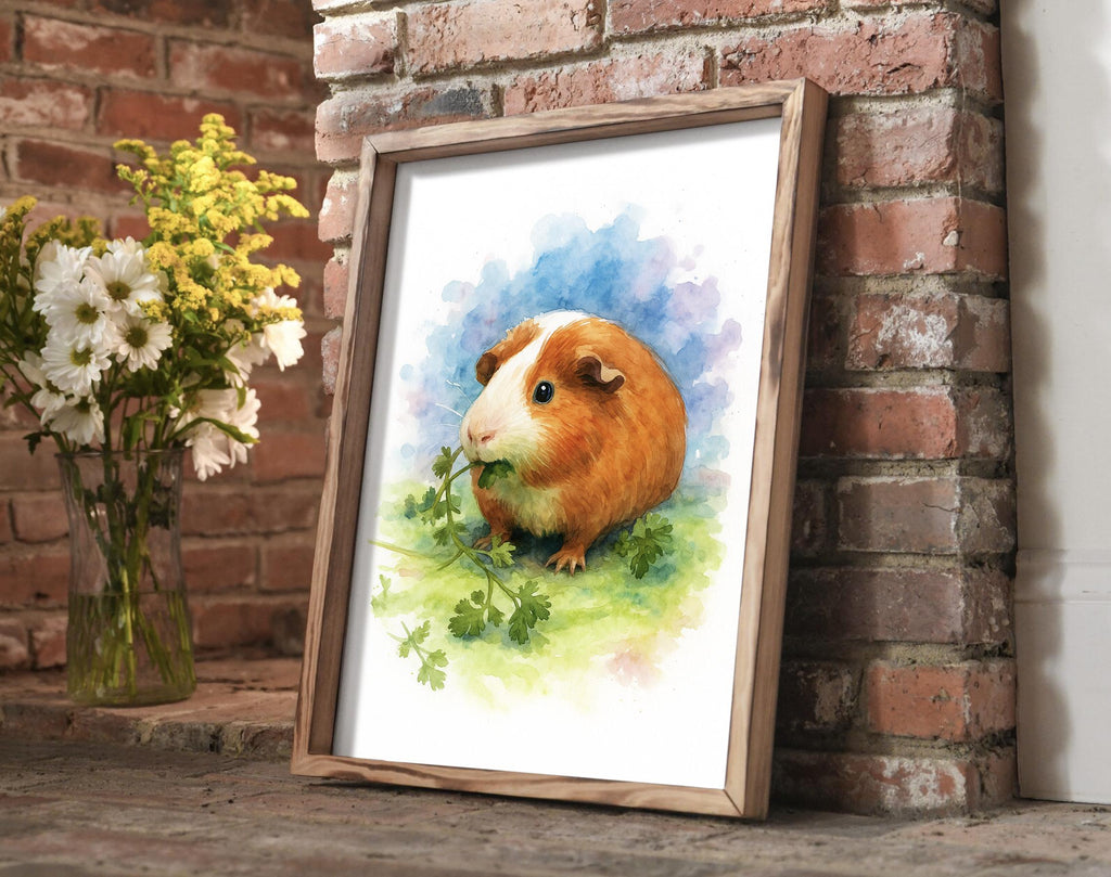 Custom Pet Watercolor Portrait from Photo, Personalized Rabbit or Guinea Pig Art, Hamster Ferret Rat Print, Unique Pet Lover Home Decor Gift