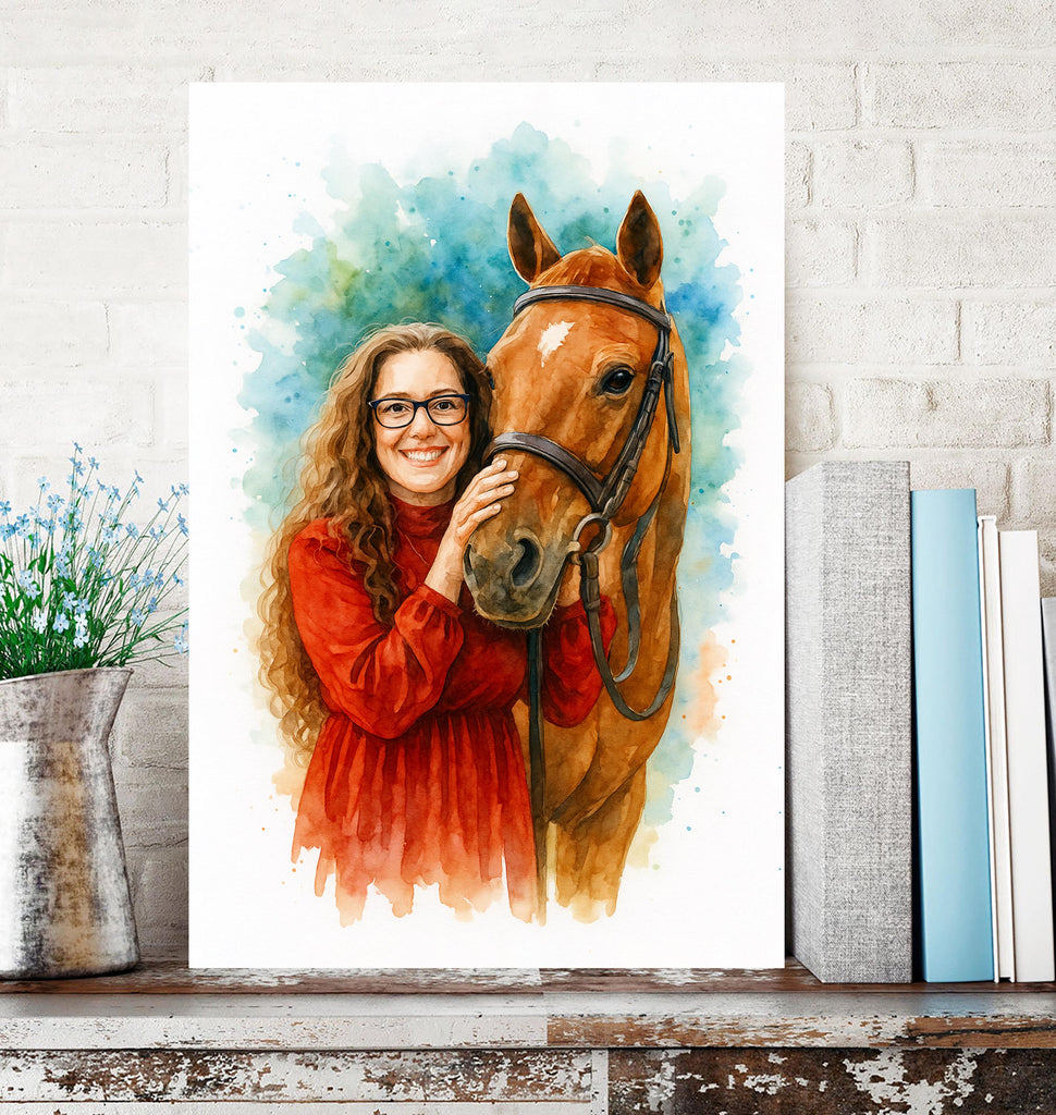 Custom Farm Animal Pet Watercolor Portrait from Photo, Horse Goat Pig Cow Art, Personalized Wall Print, Unique Country Home Decor Gift