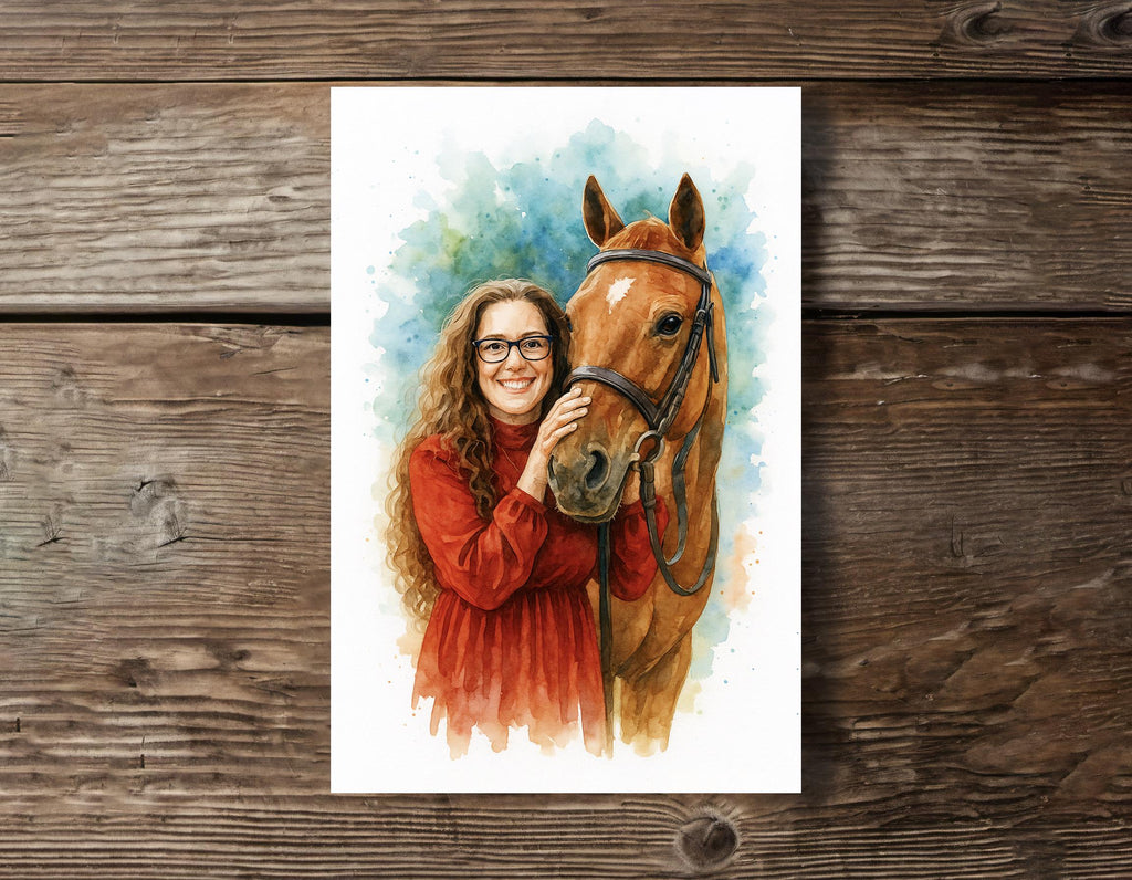 Custom Watercolor Portrait of Farm Animal from Photo, Horse Pig Cow Goat Pet Art, Unique Rustic Home Decor, Personalized Gift Print