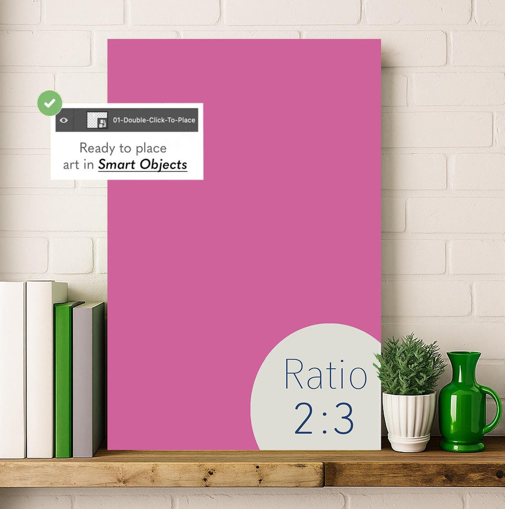Modern Shelf Poster Mockup – 2:3 Vertical Canvas PSD Template, Wall Art Mockup for Etsy Sellers, Minimalist Art Display Scene