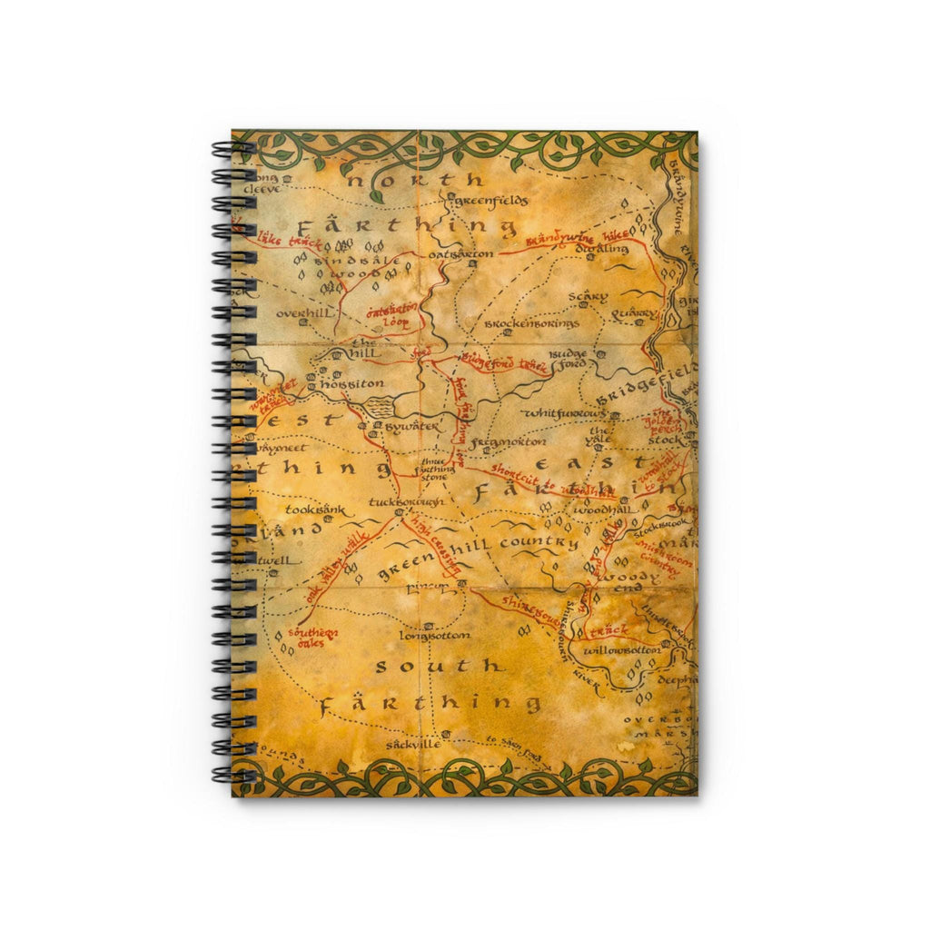 Hobbit Shire Fantasy Map Tolkien Spiral Notebook - Ruled Line Journal, Vintage Fantasy Notebook, Nerdy Gift for Writers, Adventure Diary