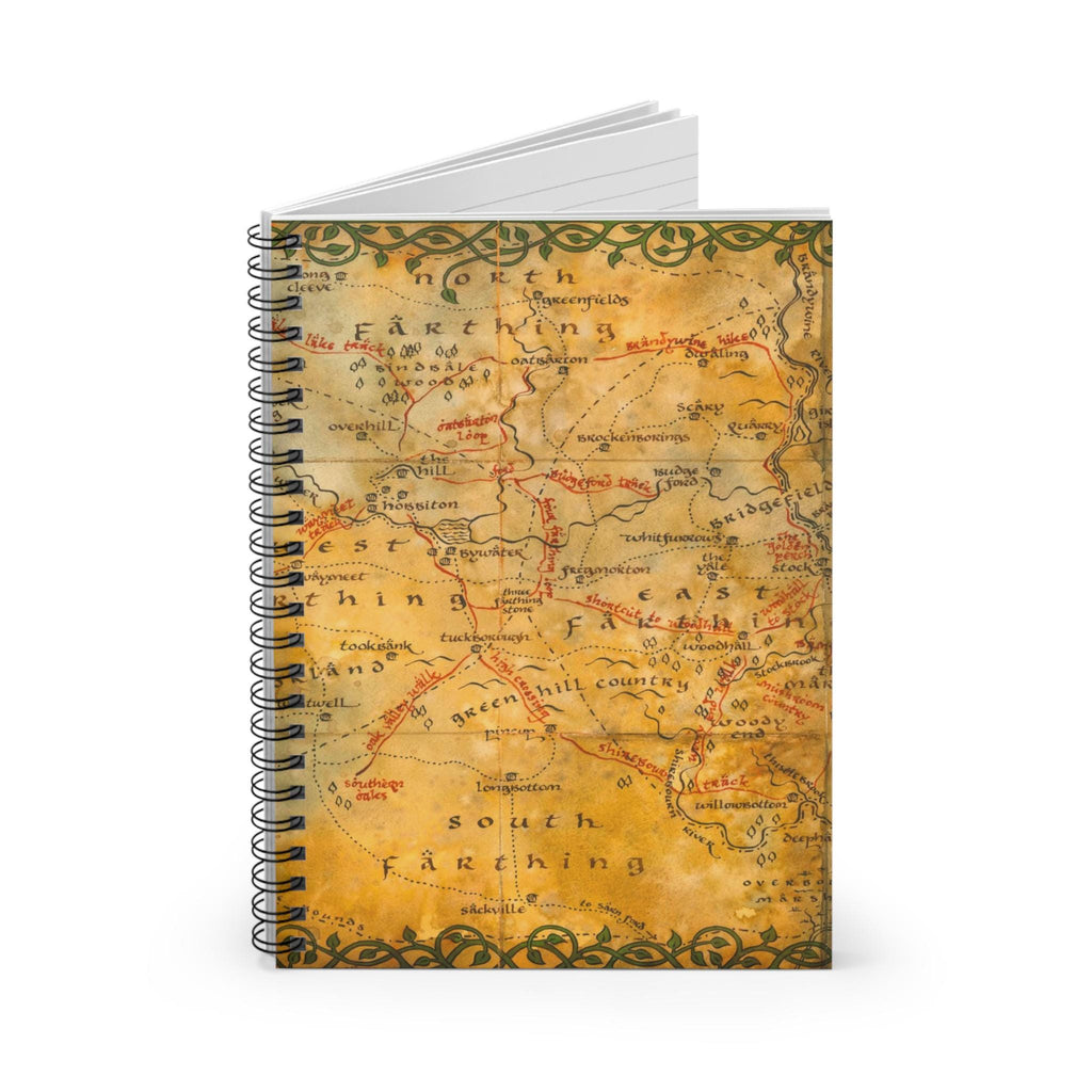 Hobbit Shire Fantasy Map Tolkien Spiral Notebook - Ruled Line Journal, Vintage Fantasy Notebook, Nerdy Gift for Writers, Adventure Diary