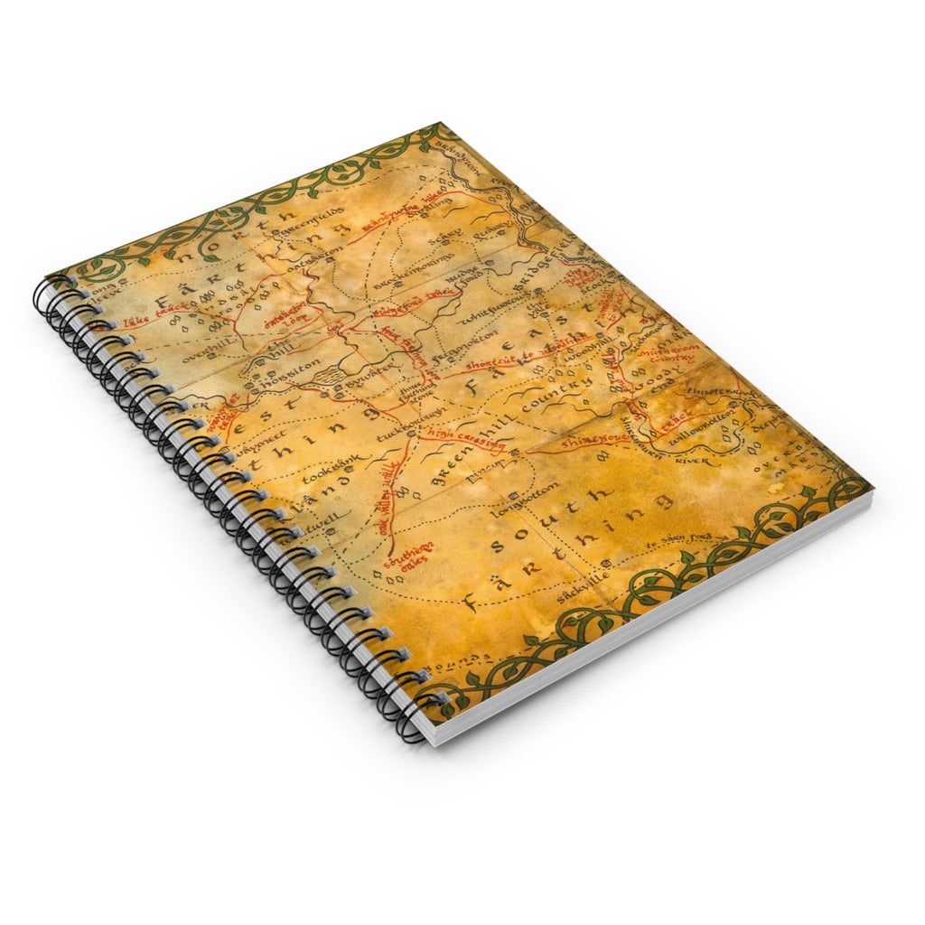 Hobbit Shire Fantasy Map Tolkien Spiral Notebook - Ruled Line Journal, Vintage Fantasy Notebook, Nerdy Gift for Writers, Adventure Diary