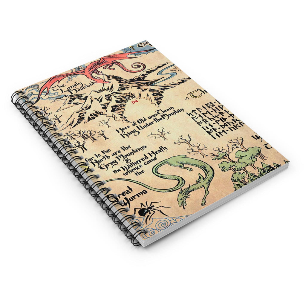 Hobbit Fantasy Map Tolkien Spiral Notebook - Ruled Line Journal, Vintage Fantasy Notebook, Nerdy Gift for Writers, Adventure Diary