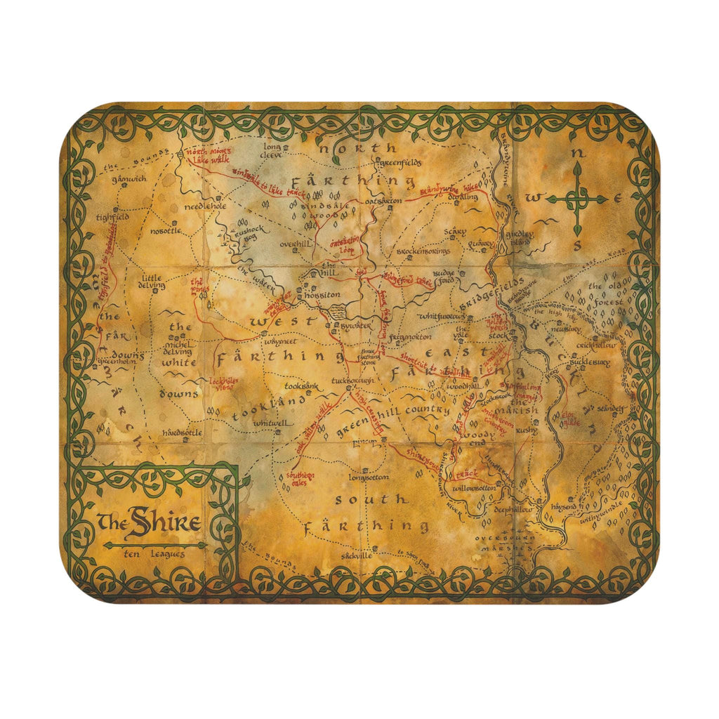 Shire Fantasy Map Mouse Pad, Tolkien Adventure Mousepad, Nerdy Bookish Decor, Desk Accessory, Ideal Gift for Gamers, Unique Office Decor