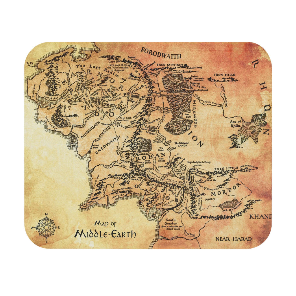 Tolkien Fantasy Map Mouse Pad, Fantasy Adventure Mousepad, Nerdy Bookish Decor, Desk Accessory, Ideal Gift for Gamers, Unique Office Decor