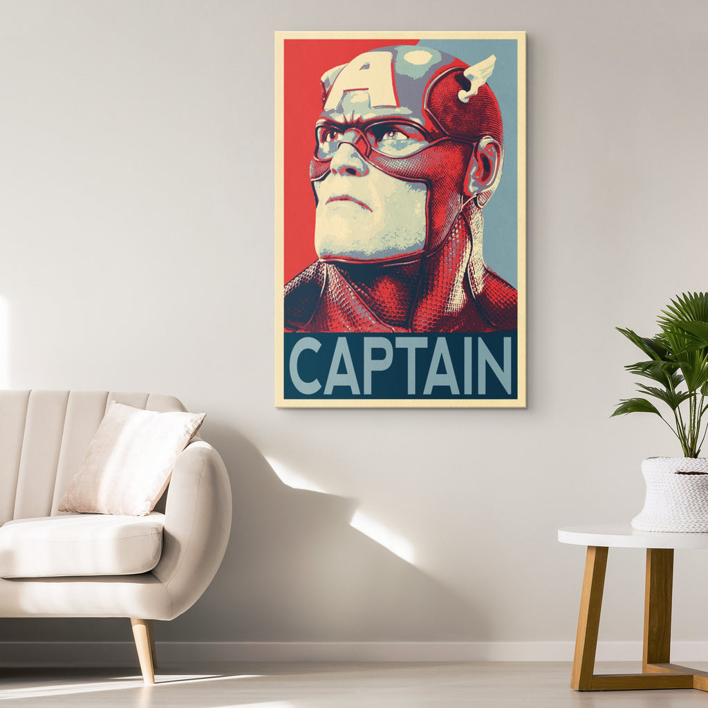 Captain America Pop Art Illustration - Marvel Superhero Home Decor in Poster Print or Canvas Art