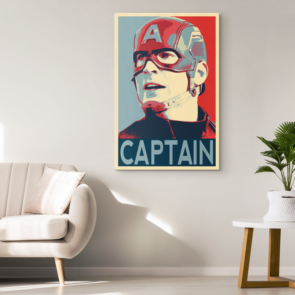 Captain America Pop Art Illustration - Marvel Superhero Home Decor in Poster Print or Canvas Art