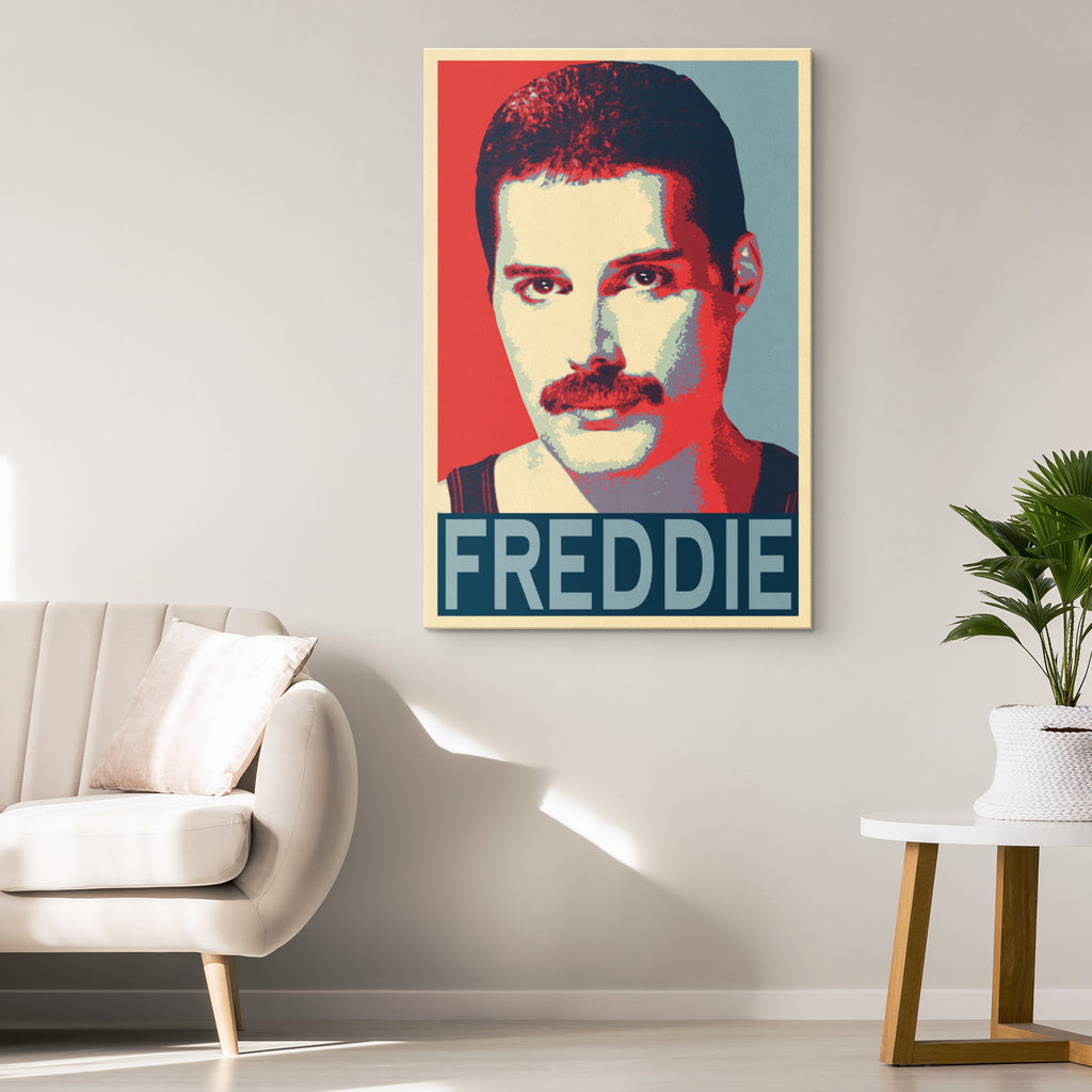 Freddie Mercury Queen Pop Art Illustration - Rock and Roll Music Home Decor in Poster Print or Canvas Art Active