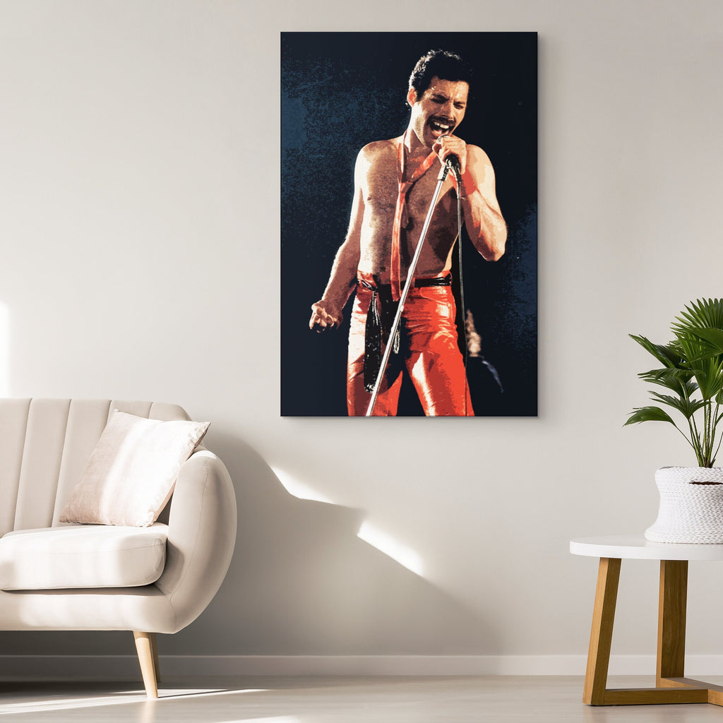 Freddie Mercury Queen Pop Art Illustration - Rock and Roll Music Home Decor in Poster Print or Canvas Art Active