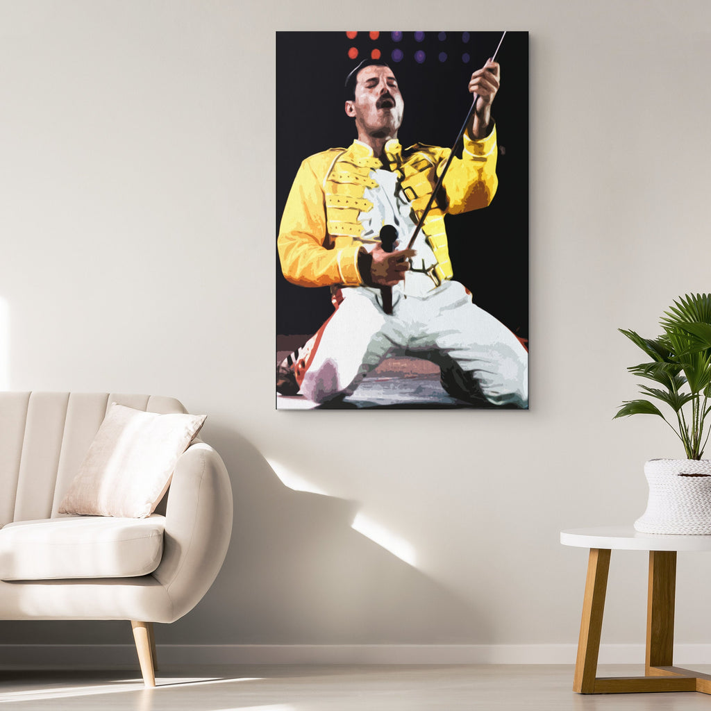 Freddie Mercury Queen Pop Art Illustration - Rock and Roll Music Home Decor in Poster Print or Canvas Art Active