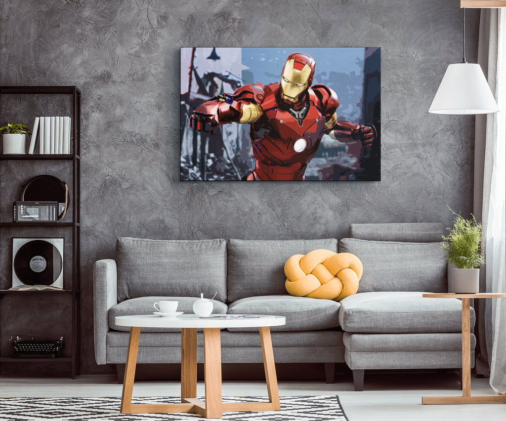 Iron Man Pop Art Illustration - Marvel Superhero Home Decor in Poster Print or Canvas Art