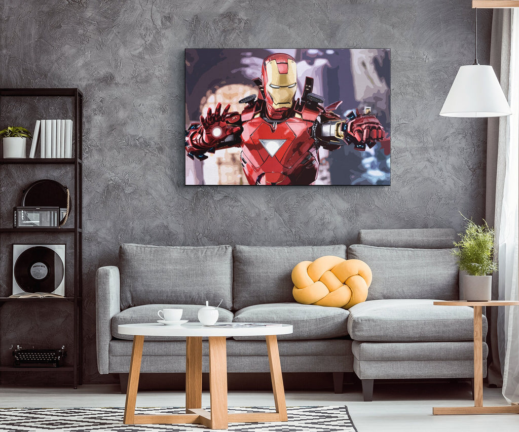 Iron Man Pop Art Illustration - Marvel Superhero Home Decor in Poster Print or Canvas Art