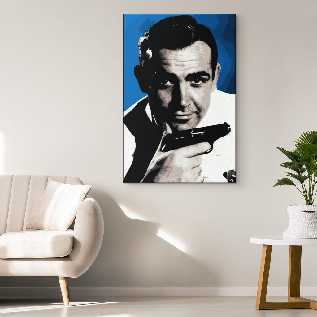 James Bond Sean Connery Pop Art Illustration - 007 Home Decor in Poster Print or Canvas Art