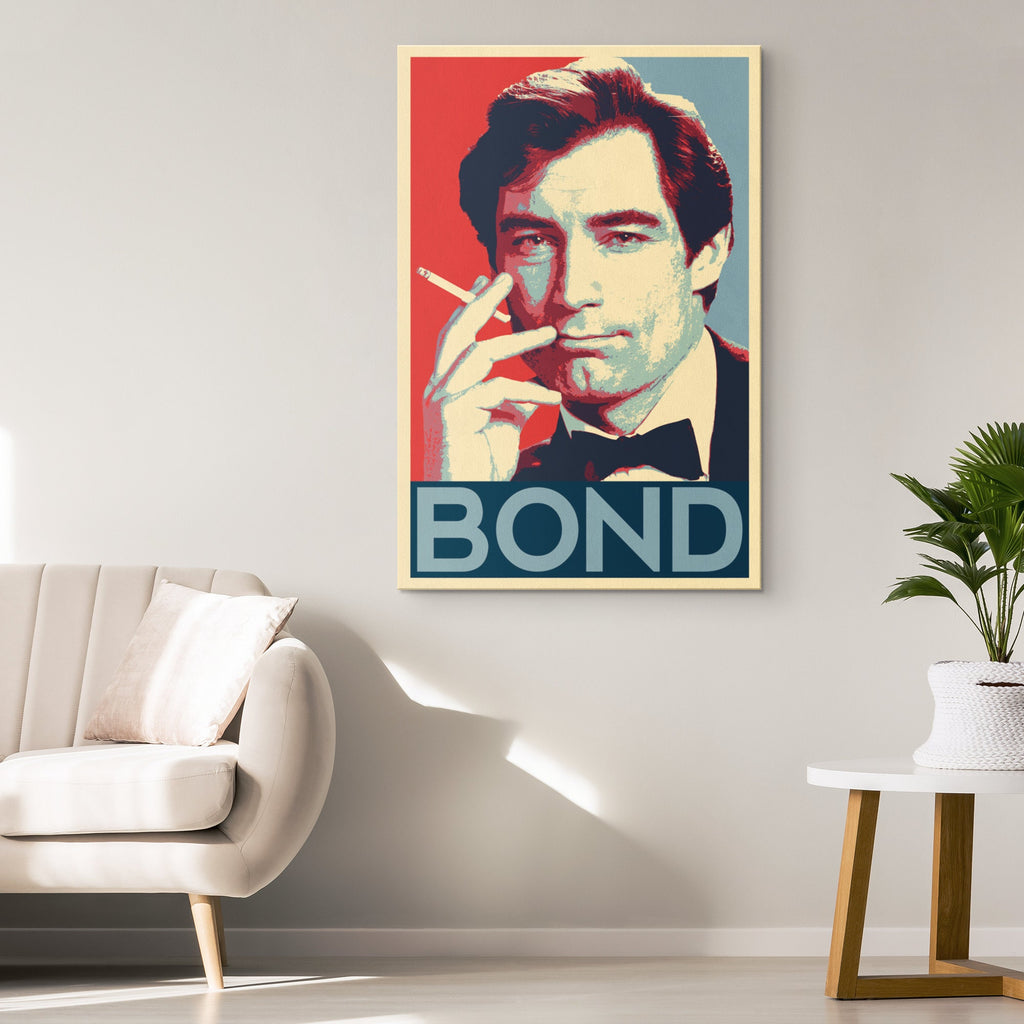 James Bond Timothy Dalton Pop Art Illustration - 007 Home Decor in Poster Print or Canvas Art